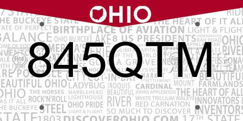 845QTM Ohio License Plate