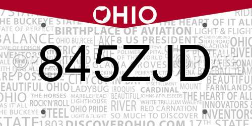 845ZJD Ohio License Plate
