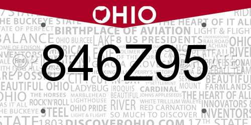 846Z95 Ohio License Plate