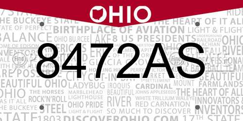 8472AS Ohio License Plate