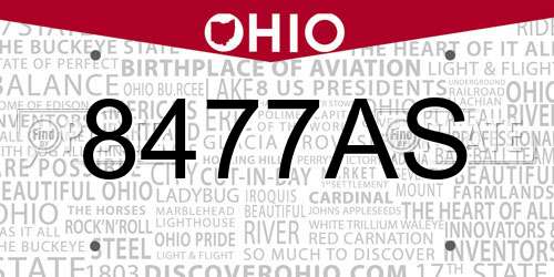 8477AS Ohio License Plate