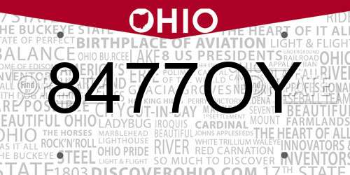 8477OY Ohio License Plate