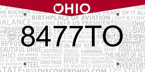 8477TO Ohio License Plate