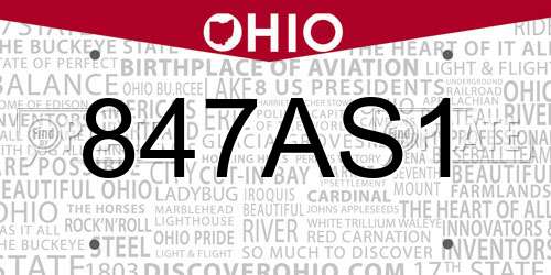 847AS1 Ohio License Plate