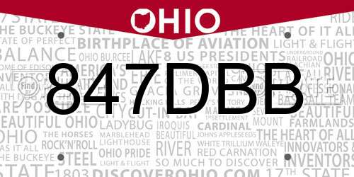 847DBB Ohio License Plate