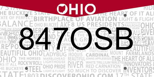 847OSB Ohio License Plate