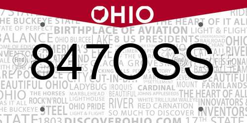 847OSS Ohio License Plate