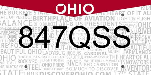 847QSS Ohio License Plate