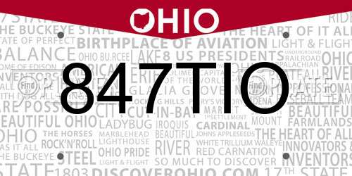 847TIO Ohio License Plate