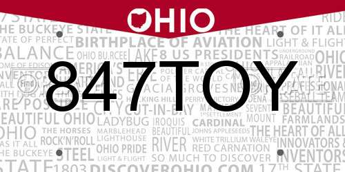 847TOY Ohio License Plate