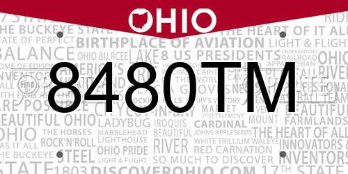 8480TM Ohio License Plate