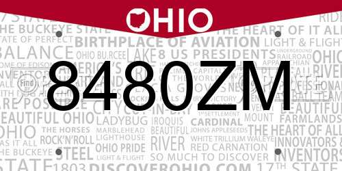 8480ZM Ohio License Plate