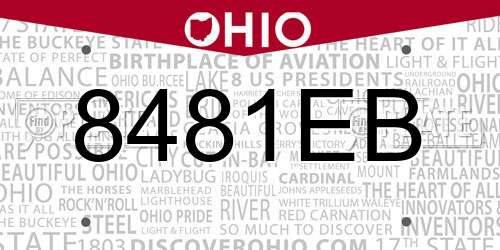 8481EB Ohio License Plate