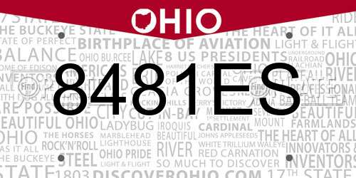 8481ES Ohio License Plate