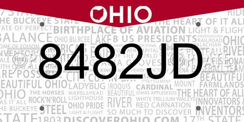 8482JD Ohio License Plate