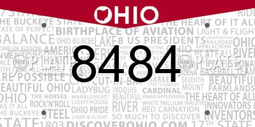 8484 Ohio License Plate