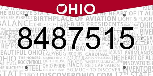 8487515 Ohio License Plate