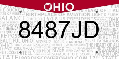 8487JD Ohio License Plate