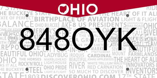 848OYK Ohio License Plate