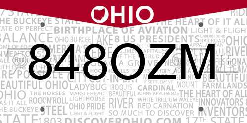 848OZM Ohio License Plate