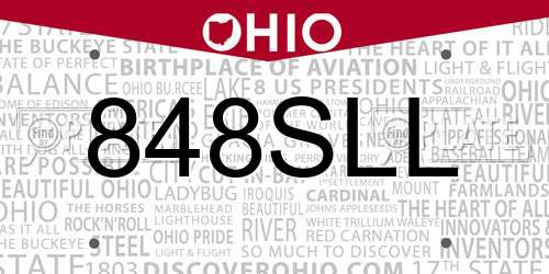 848SLL Ohio License Plate
