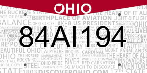 84AI194 Ohio License Plate
