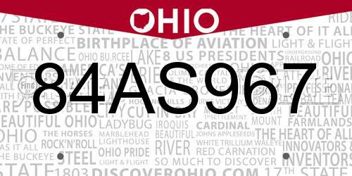 84AS967 Ohio License Plate