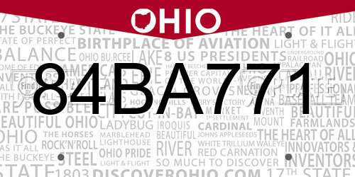 84BA771 Ohio License Plate