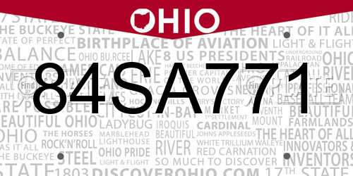84SA771 Ohio License Plate