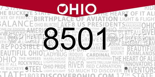 8501 Ohio License Plate