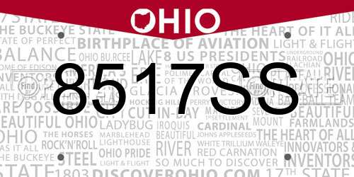8517SS Ohio License Plate