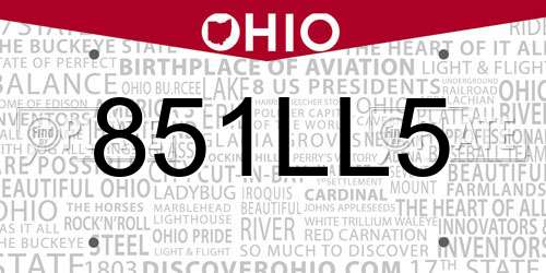 851LL5 Ohio License Plate