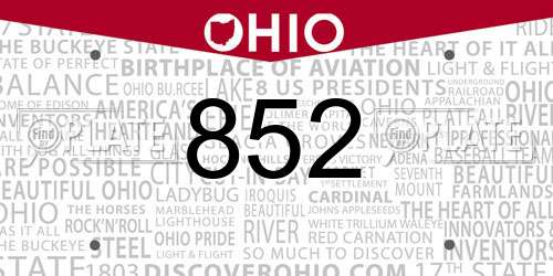 852 Ohio License Plate