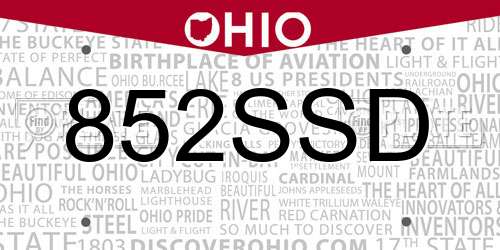 852SSD Ohio License Plate
