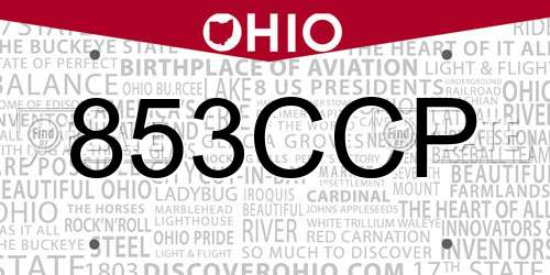 853CCP Ohio License Plate