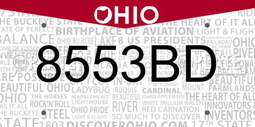8553BD Ohio License Plate