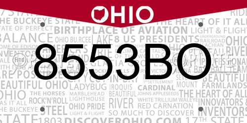 8553BO Ohio License Plate