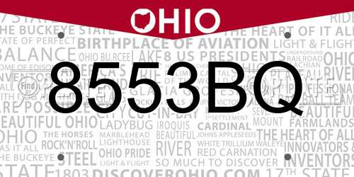 8553BQ Ohio License Plate