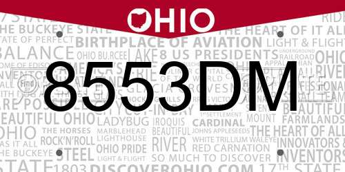 8553DM Ohio License Plate