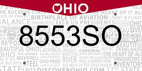 8553SO Ohio License Plate