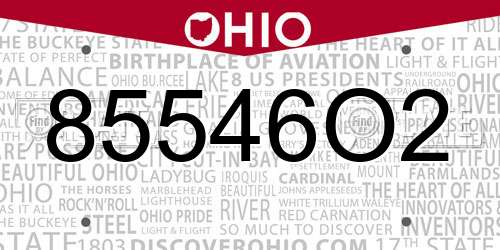 85546O2 Ohio License Plate