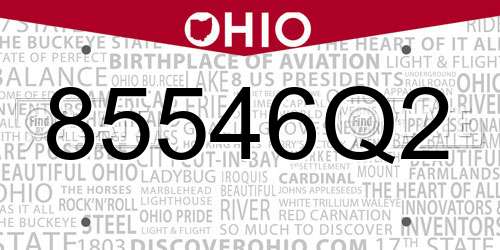 85546Q2 Ohio License Plate