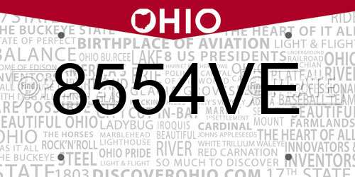 8554VE Ohio License Plate