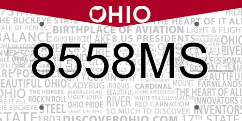 8558MS Ohio License Plate