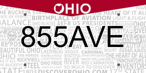 855AVE Ohio License Plate