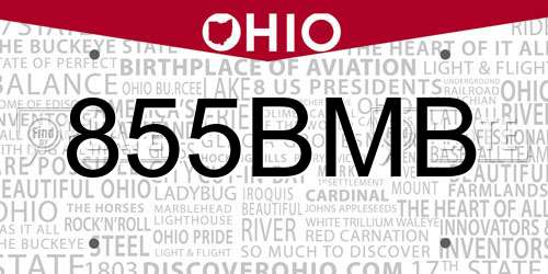 855BMB Ohio License Plate