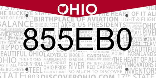 855EB0 Ohio License Plate