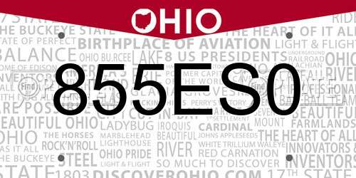 855ES0 Ohio License Plate