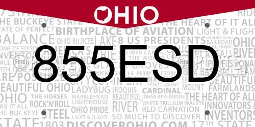 855ESD Ohio License Plate