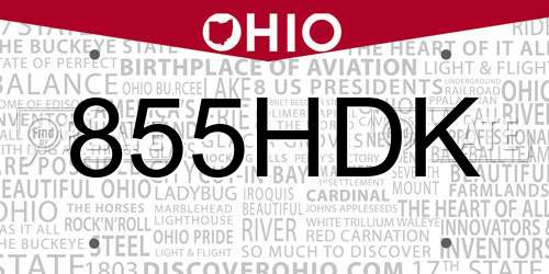 855HDK Ohio License Plate
